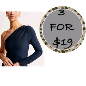 3/$19 Color Me Red Navy One-Shoulder tunic top blouse